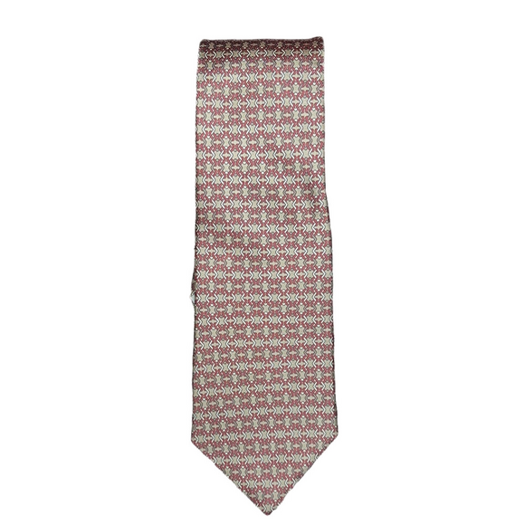 Dior Other - Dior 100% Silk Men's Tie in Red and Gray Geometric Design